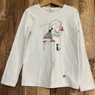 クミキョク(kumikyoku（組曲）)の美品　組曲　ロンT Tシャツ　130 白　ビジュー(Tシャツ/カットソー)