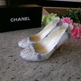 シャネル(CHANEL)の★ぴぃく様専用★CHANEL★パンプス★ツイード★22.5cm(ハイヒール/パンプス)