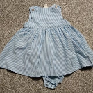 ストライプ　ワンピース　H&Ｍ　6〜9M ブルー　70(ワンピース)