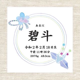 和柄　命名書④ 男の子　アルバス　アルバム整理　出産祝い　お名前札(命名紙)