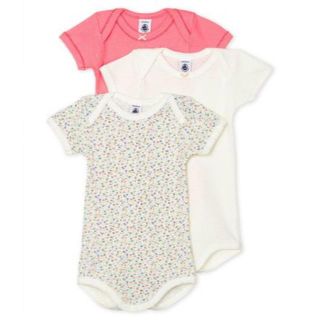 プチバトー(PETIT BATEAU)の2020ss プチバトー コットンリネン半袖ボディ３枚組_女の子(肌着/下着)