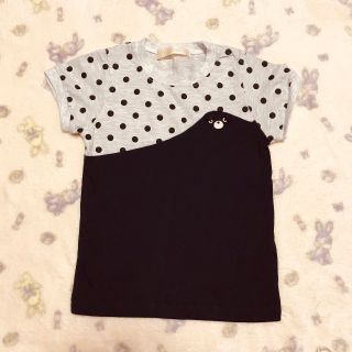 フランシュリッペ(franche lippee)の272【110】フランシュリッペ ラ ペチット　☆　くま　ドット　半袖Tシャツ(Tシャツ/カットソー)