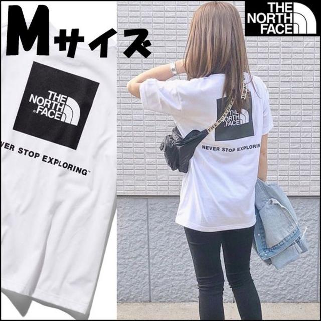 THE NORTH FACE(ザノースフェイス)の送料込★Mサイズ★ノースフェイス スクエア ロゴ Tシャツ 白 レディースのトップス(Tシャツ(半袖/袖なし))の商品写真