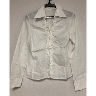 ナラカミーチェ(NARACAMICIE)の【美品】NARACAMICIE 白フリルYシャツ(シャツ/ブラウス(長袖/七分))