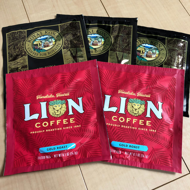 LION(ライオン)のコナコーヒー ライオンコーヒーゴールドロースト　5袋セット 食品/飲料/酒の飲料(コーヒー)の商品写真