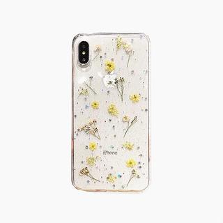 アップル(Apple)のイエロー iPhoneケース 押し花 リアルフラワー (iPhoneケース)