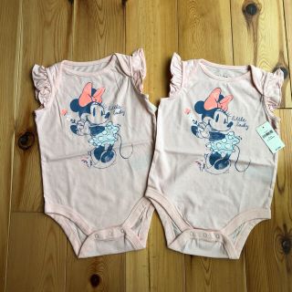 ベビーギャップ(babyGAP)の新品タグ付き babyGAP ミニー フリルスリーブロンパース 70cm(ロンパース)