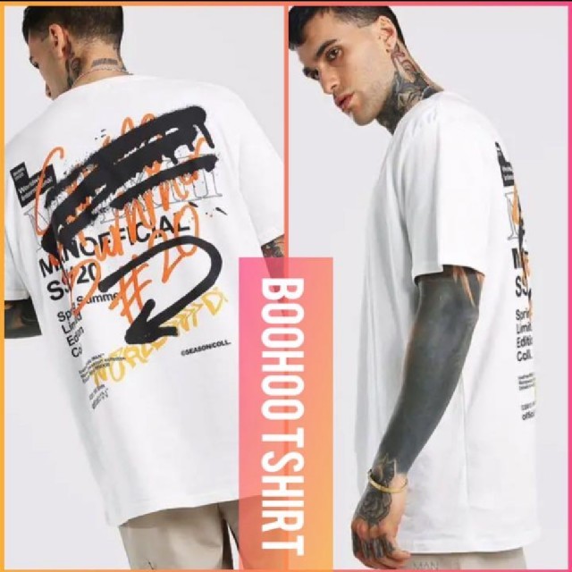 boohoo(ブーフー)の【りぃ様専用】boohoo Tシャツ グラフィティ 白 落書き メンズのトップス(Tシャツ/カットソー(半袖/袖なし))の商品写真