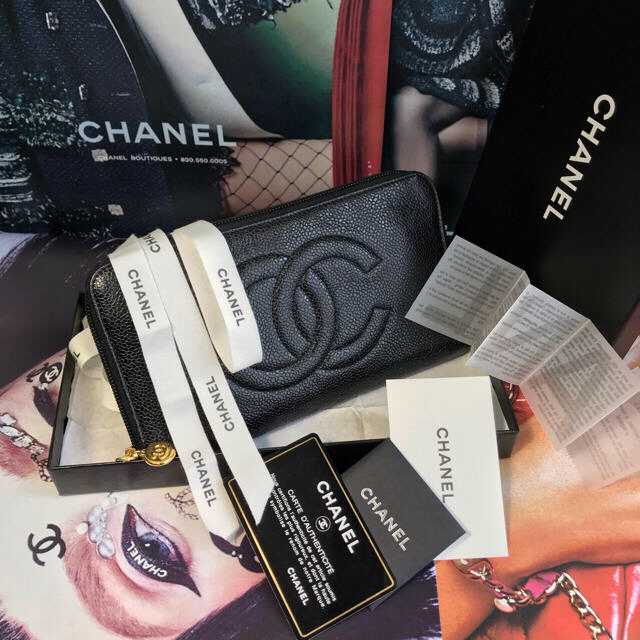 【正規品】美品✨CHANEL シャネル キャビアスキン長財布『ギャラ付』通帳収納