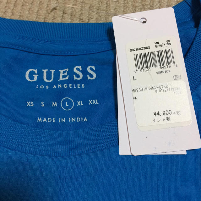 GUESS(ゲス)の新品 GUESS ゲス ロゴTシャツ ブルー メンズLオススメ最終送料無料セール メンズのトップス(Tシャツ/カットソー(半袖/袖なし))の商品写真