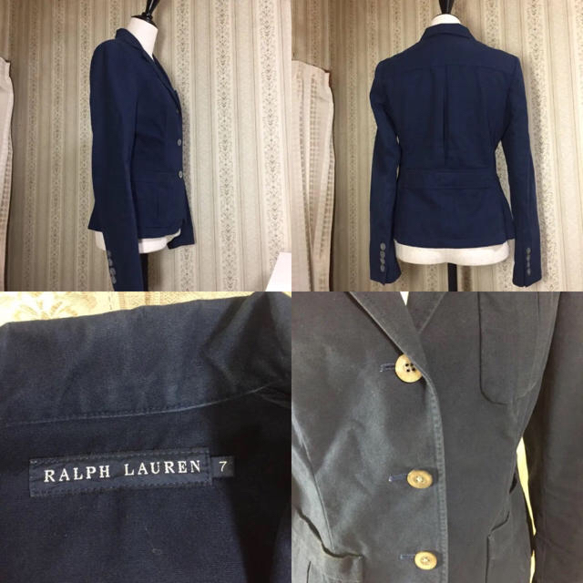 Ralph Lauren(ラルフローレン)の【美品】☆RALPH LAUREN ラルフローレン綿100% ジャケットネイビー レディースのジャケット/アウター(テーラードジャケット)の商品写真