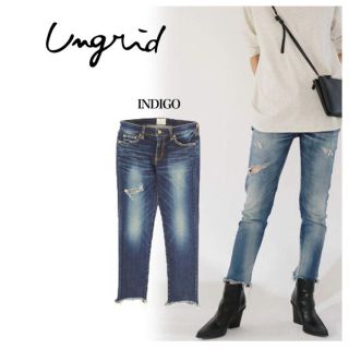 アングリッド(Ungrid)の【新品未使用】ungrid デニム フレイドヘムストスリ　24(デニム/ジーンズ)