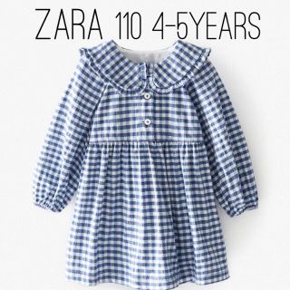 ザラキッズ(ZARA KIDS)のZARA ザラ キッズ ベビー ピーターパン襟ギンガムチェックワンピース 110(ワンピース)