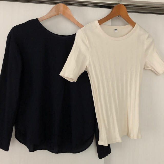 UNIQLO(ユニクロ)のユニクロ　ブラウスとカットソー Mサイズ2点 レディースのトップス(シャツ/ブラウス(半袖/袖なし))の商品写真