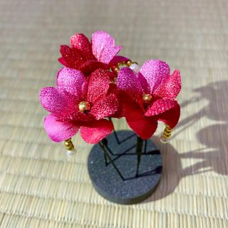 和素材　花の髪飾り(3個セット)(和装小物)