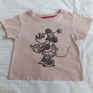 ユニクロ(UNIQLO)のベビーピンクｘミニーちゃん☆コットン半袖Tシャツ100ｃｍ★ユニクロ(Tシャツ/カットソー)