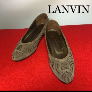 ランバン(LANVIN)の【美品】☆LANVIN  靴 パンプス  ベージュ スエード刺繍 21.5cm(ハイヒール/パンプス)