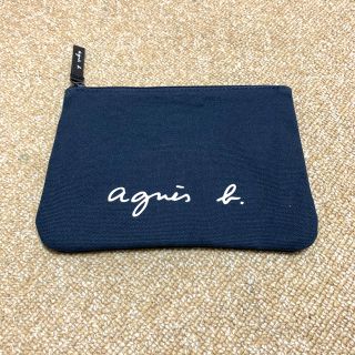 アニエスベー(agnes b.)のアニエスベー☆コットンロゴポーチ　ネイビー(ポーチ)