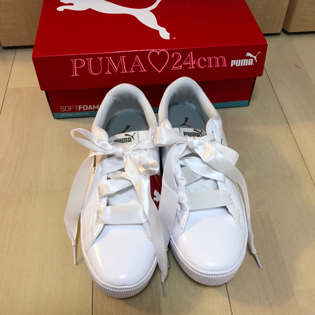 PUMAビッキーリボン白スニーカー♡24cm