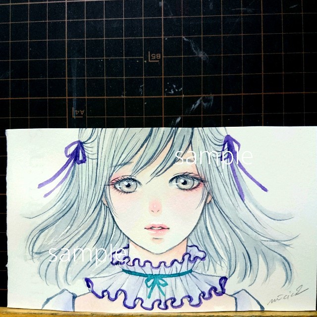 専用　手描きイラスト 二枚 水彩画 オリジナル 美少女
