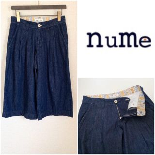 美品 2019春夏 nume リネンレーヨンガウチョパンツ ネイビー サイズ2