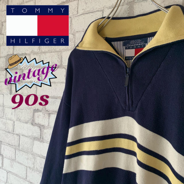 TOMMY HILFIGER(トミーヒルフィガー)の【90s】TOMMY HILFIGER トミーヒルフィガー/ハーフジップニット メンズのトップス(ニット/セーター)の商品写真