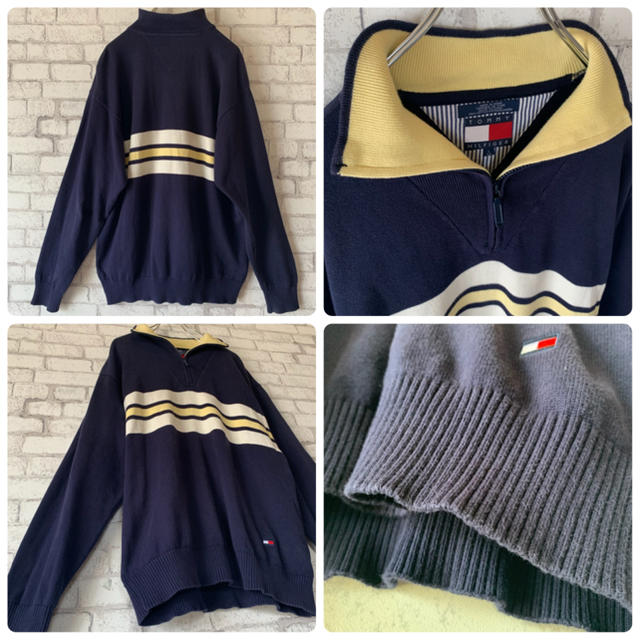 TOMMY HILFIGER(トミーヒルフィガー)の【90s】TOMMY HILFIGER トミーヒルフィガー/ハーフジップニット メンズのトップス(ニット/セーター)の商品写真