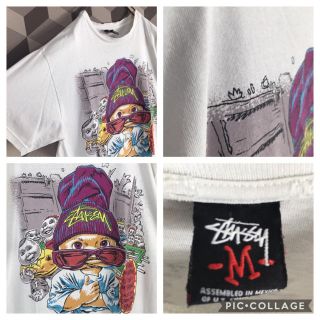 STUSSY - 【希少】Stussy×Pound コラボ イラスト Tシャツ 旧タグ 白 M