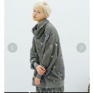 ベッドサイドドラマ 15AW フロッキープリントワイドスウェットシャツ