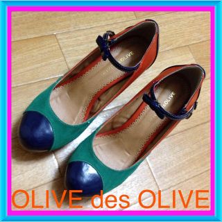 オリーブデオリーブ(OLIVEdesOLIVE)の美品♡オススメ♡安定感♡バイカラー(ハイヒール/パンプス)