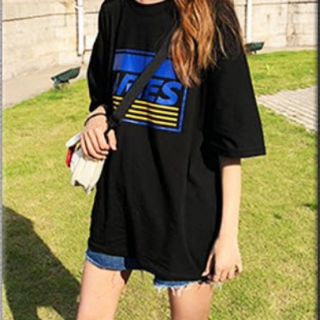 【人気☆韓国ファッション☆】  ボックスロゴ　プリント　オルチャン　ビックT(Tシャツ(半袖/袖なし))