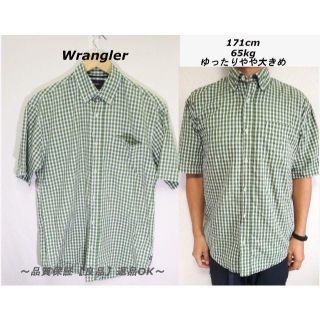 ラングラー(Wrangler)の匿名即日発可ラングラーチェック半袖シャツグリーン/USAアメカジ綺麗S(シャツ)