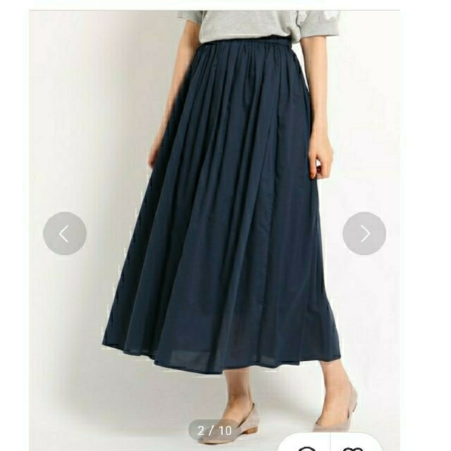 【のん様専用】洗えるギャザースカート　Navy レディースのスカート(ロングスカート)の商品写真