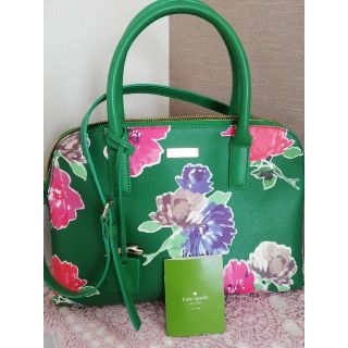 ケイトスペードニューヨーク(kate spade new york)のひまわり様専用katespadeNewyork　2wayグリーン花柄レザーバッグ(ハンドバッグ)