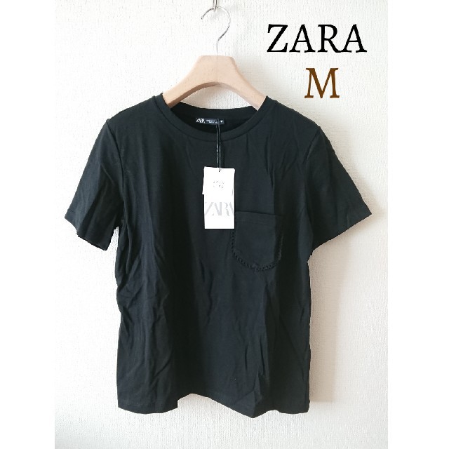 ZARA(ザラ)の今季 新品 ZARA ザラ ピコレース ポケット クルーネック Tシャツ 半袖 レディースのトップス(Tシャツ(半袖/袖なし))の商品写真