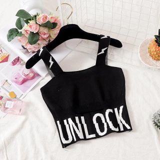 ザラ(ZARA)の即納 ❤︎ UNLOCK キャミニット ❤︎ BLACK キャミソール 黒 韓国(タンクトップ)