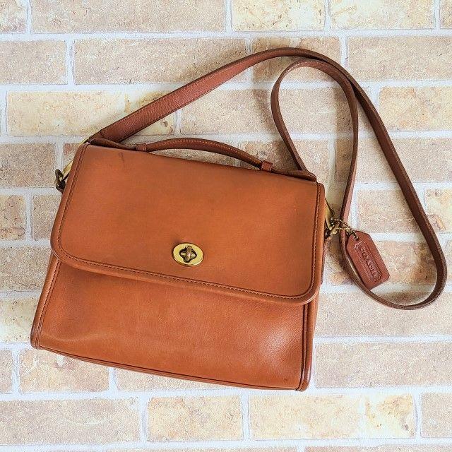 COACH コーチ USA製 グローブレザー ターンロック ミニ ショルダー ブラック