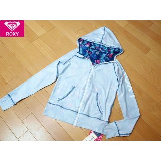 ロキシー(Roxy)のロキシー ラッシュガード Sサイズ ボタニカル ブルーステッチ 指穴あり(水着)