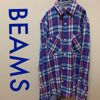 ビームス(BEAMS)のBEAMS チェックシャツ パープル　サイズM(シャツ)