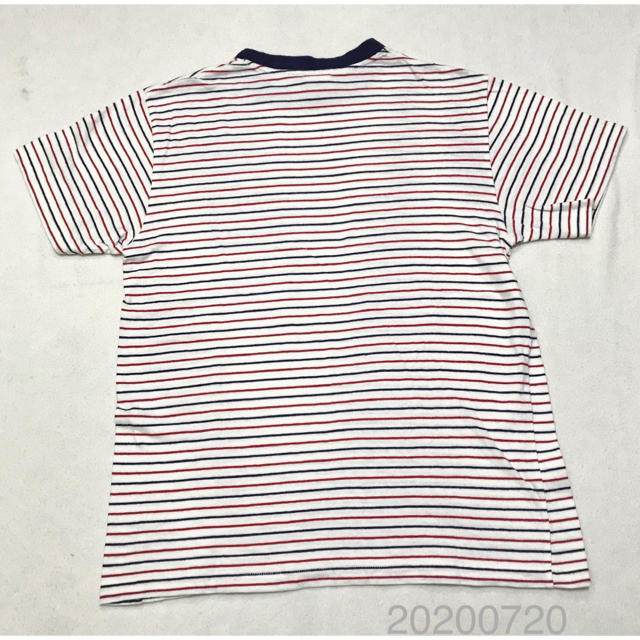 TIGRE BROCANTE(ティグルブロカンテ)の値下げTIGRE BROCANTE M(メンズS)Tシャツ　白地に赤青のボーダー メンズのトップス(Tシャツ/カットソー(半袖/袖なし))の商品写真