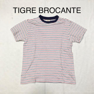 ティグルブロカンテ(TIGRE BROCANTE)の値下げTIGRE BROCANTE M(メンズS)Tシャツ　白地に赤青のボーダー(Tシャツ/カットソー(半袖/袖なし))