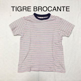 ティグルブロカンテ(TIGRE BROCANTE)の値下げTIGRE BROCANTE M(メンズS)Tシャツ　白地に赤青のボーダー(Tシャツ/カットソー(半袖/袖なし))