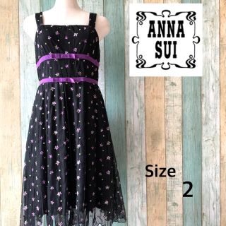 アナスイ(ANNA SUI)の【美品】ANNA SUI 総レース 小花刺繍 キャミ ワンピース 2(ひざ丈ワンピース)