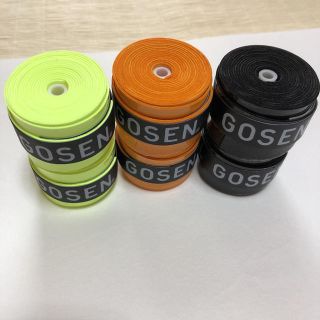 ゴーセン(GOSEN)のGOSENグリップテープ フラッシュイエロー オレンジ 黒 各2個 計6個(バドミントン)