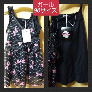 party pick★新品★リボン柄シフォンワンピセット／90(ワンピース)