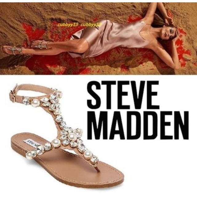 Steve Madden(スティーブマデン)のビジュー　サンダル　フラット　7ハーフ　24ー25センチ レディースの靴/シューズ(サンダル)の商品写真