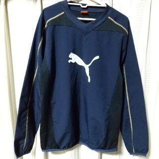 プーマ(PUMA)のPUMA ビッグロゴ 切り替え 長袖カットソー Ｓサイズ 紺色 プーマ スポーツ(Tシャツ/カットソー(七分/長袖))