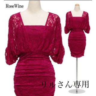 DressLine ドルマンスリーブ ミニワンピース ローズ レース M(ミニワンピース)