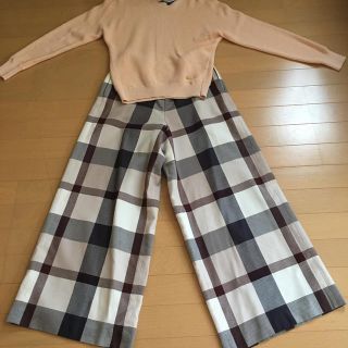 バーバリーブルーレーベル(BURBERRY BLUE LABEL)のブルーレーベルクレストブリッジ⭐︎ピンクニット・チェックワイドパンツ2点セット(その他)