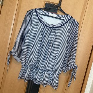 エニィスィス(anySiS)の♡美品any sis ストライプブラウス 七分袖リボン M(シャツ/ブラウス(長袖/七分))